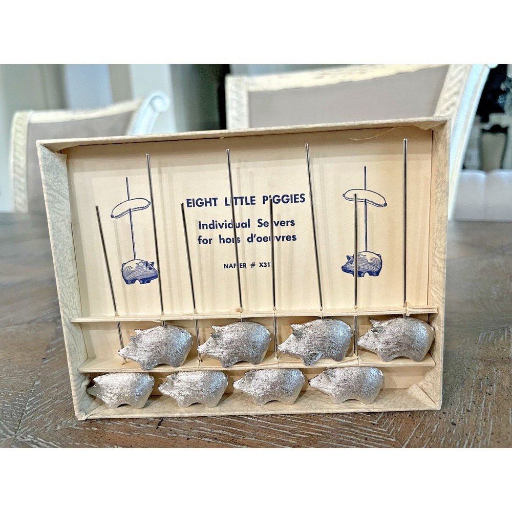 Napier #X317 Eight Little Piggies Rhodium Plated Hors D'oeuvres Cocktail Picks‎
